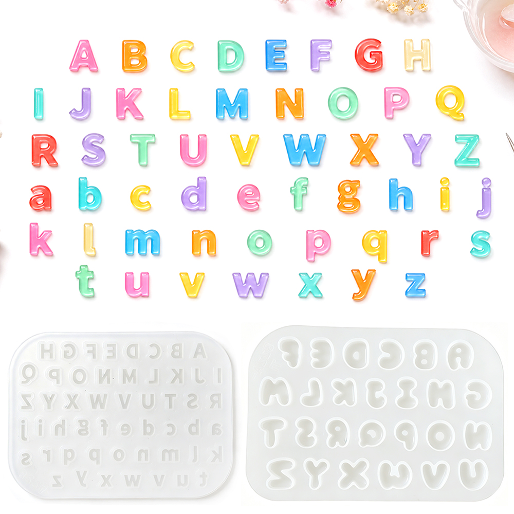 Resin Art Glue - S0321ミニサイズシリコンモールド DIYクリスタルエポキシ樹脂 大文字小文字文字ジュエリー製作 アルファベットモールド
