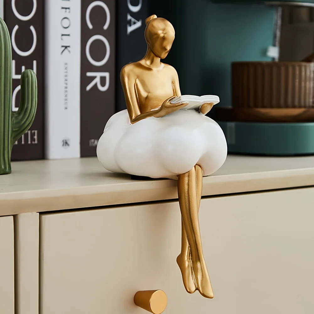 Resin Art Aesthetic - クラウドガール彫刻抽象アートフィギュア像モダンなテーブル装飾ホーム高級部屋の装飾美的デザイン置物工芸品