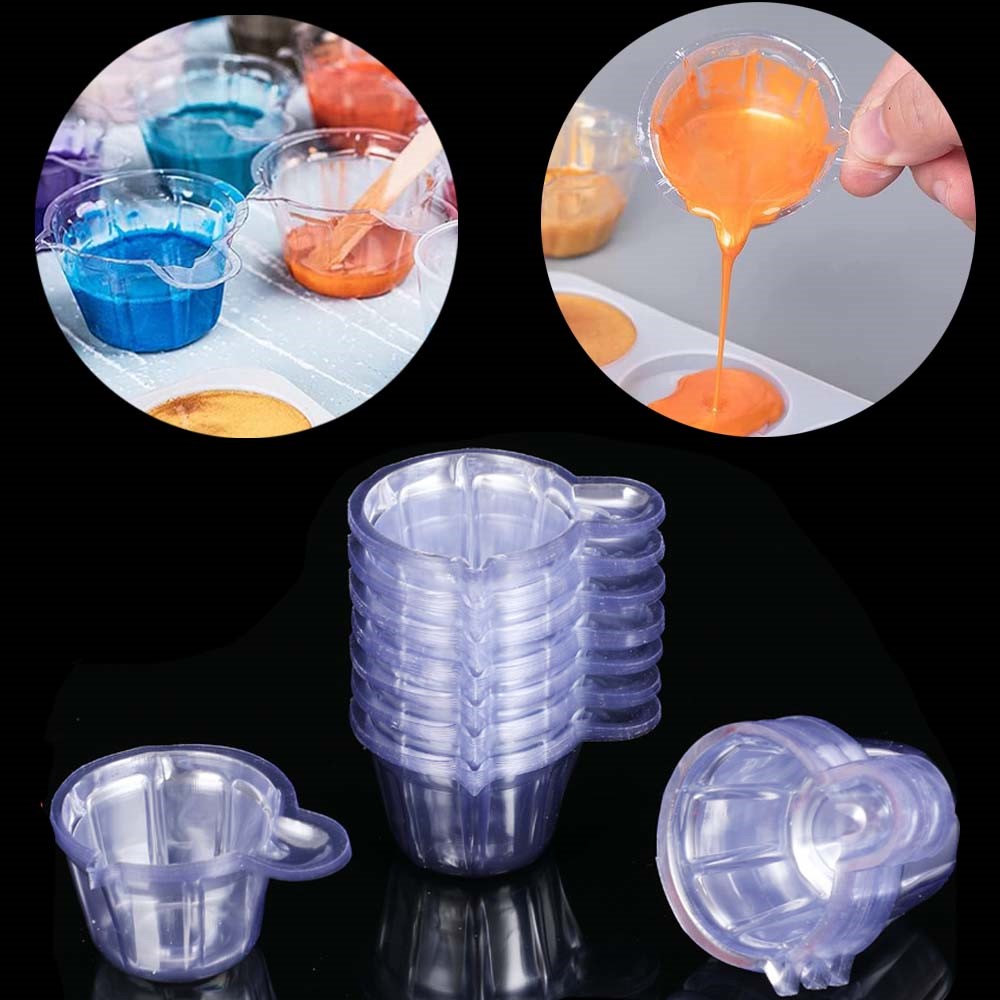 Resin Mixing Cup - 10/20/50/100 個 40 ミリリットルプラスチック使い捨てカップ顔料混合測定キット DIY エポキシ樹脂ジュエリークラフトペイント作成ツール