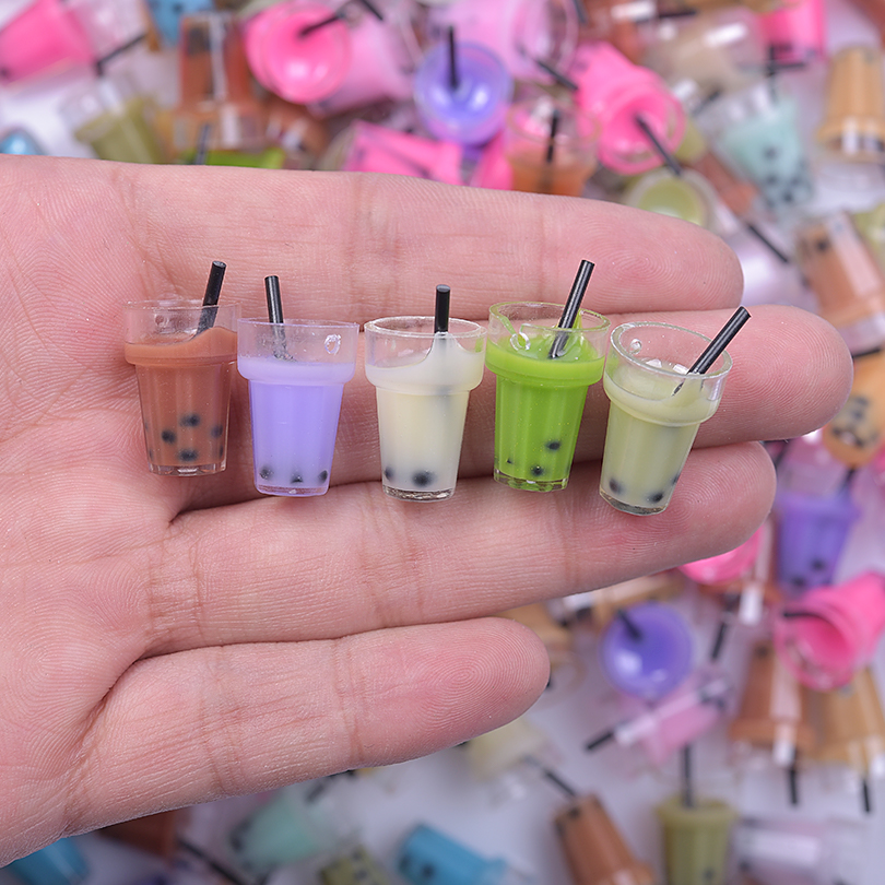 Resin Mixing Cup - ランダムミックスミルクティーカップチャーム、飲料ペンダント、ジュエリー作り用品樹脂アクセサリー、DIYキーホルダーコンポーネント、10 20 30