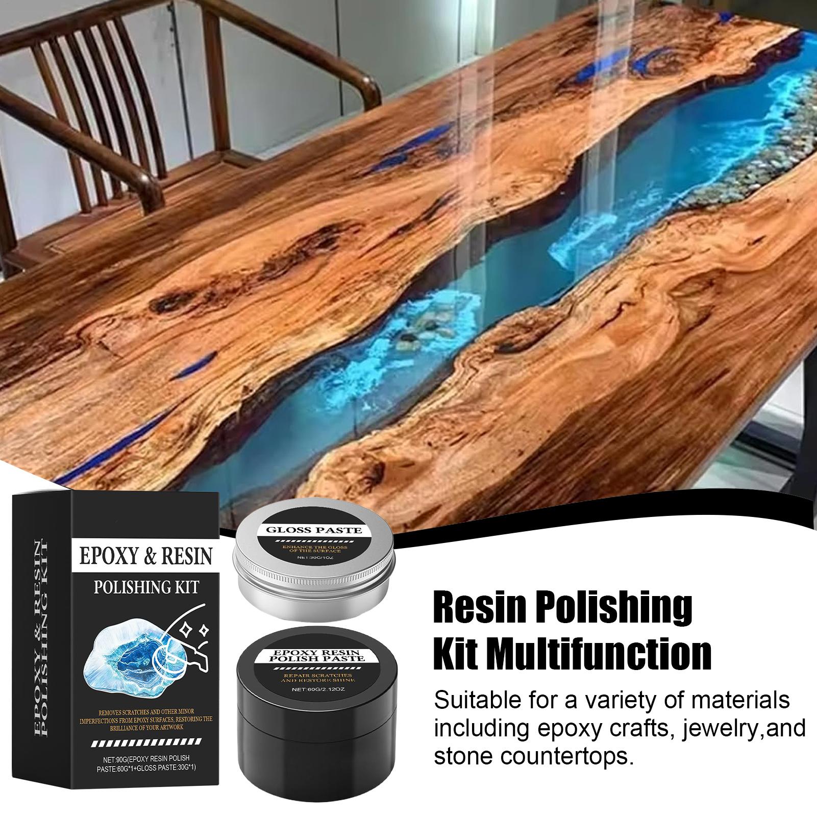 Resin Art Table - エポキシ樹脂研磨キット - 光沢を回復するクリーミーな傷除去剤 - レジンアートやテーブルデコレーションに簡単な研磨が可能