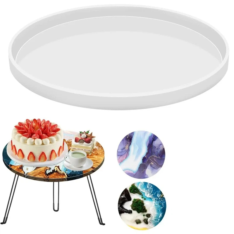 Resin Art Table - 丸型エポキシテーブル樹脂型、大型シャルキュトリボード樹脂型、再利用可能なDIYアートホームデコレーション樹脂トレイ型（リバーデザイン）