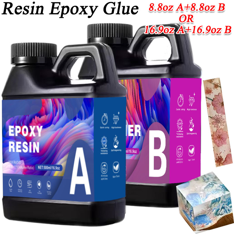 Resin Art Glue - 17.6オンス/33.8オンス AB樹脂エポキシ接着剤 UV耐性 自己レベリング キャスティング＆コーティング樹脂 ジュエリー、テーブルトップ、様々なアートプロジェクト用