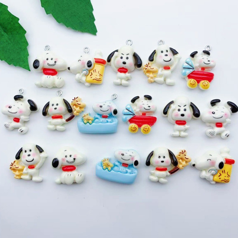 Resin Art Hanging - 12個入り樹脂製漫画犬ペンダント、DIYジュエリー製作イヤリング、キーホルダーアクセサリー