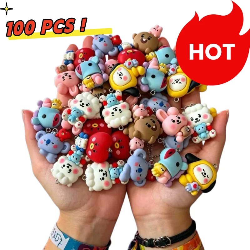 Resin Art Hanging - 7 個 BT21 樹脂漫画チャーム DIY アクセサリークラフト用品ジュエリー作成用イヤリングネックレスブレスレットペンダント電話デコ