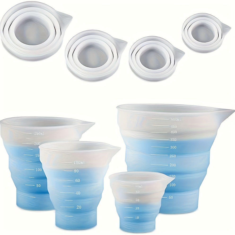 Resin Mixing Cup - 50-500 ミリリットル折りたたみ式シリコーン計量カップマルチスペックポータブル液体容器シリコーン混合カップ DIY エポキシ樹脂ジュエリー H