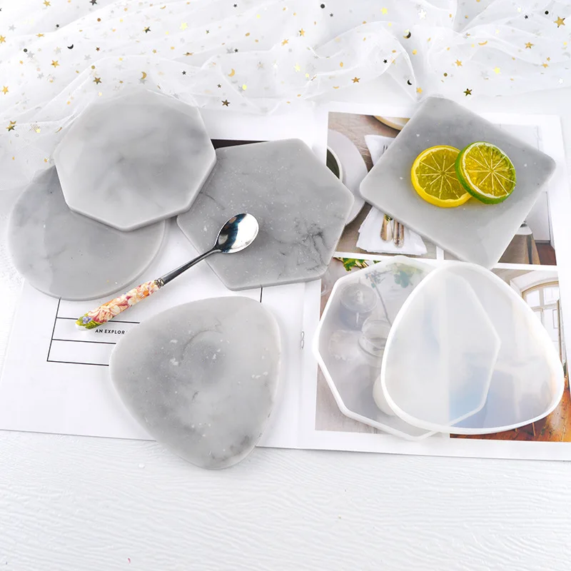 Resin Art Table - マルチスタイル幾何学コースター型三角形ラウンド正方形トレイシリコーン金型樹脂エポキシクリスタル石膏セメントテーブルモールドギフト