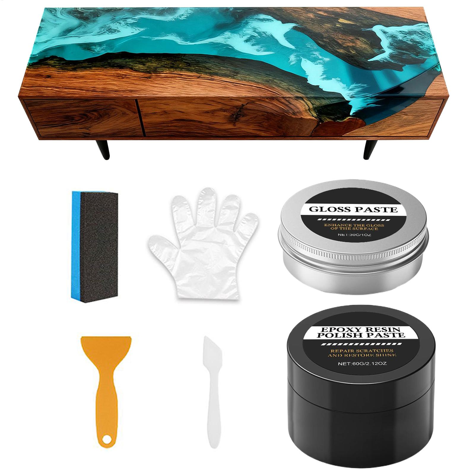 Resin Art Table - エポキシ樹脂研磨キット - 光沢を復元するクリーミーな傷取り剤 - 樹脂アート、テーブルデコレーションの簡単な研磨