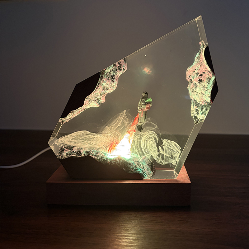 Resin Art Table - SFアニメフィギュア生物樹脂製テーブルライトクリエイティブアート装飾ランプ映画フィギュア7色ナイトライトUSB充電
