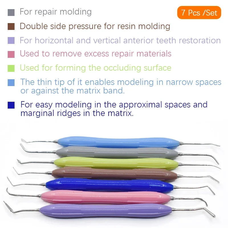 Resin Art Aesthetic - プロフェッショナルLM Arte歯科キット - シリコンハンドル付きコンポジット充填器具、審美修復用レジンスパチュラ