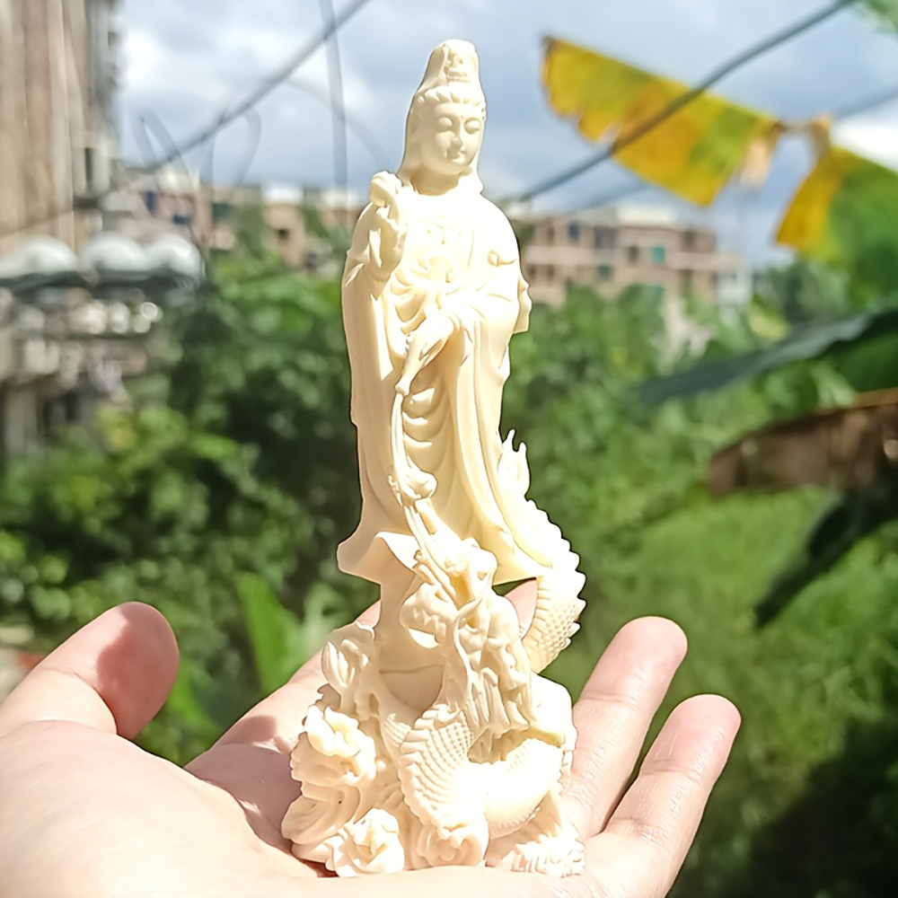 Resin Art Aesthetic - 樹脂製観音仏像 クリスマス・新年礼拝用飾り 禅風工芸品 アートコレクション 家庭の玄関装飾 東洋の美学