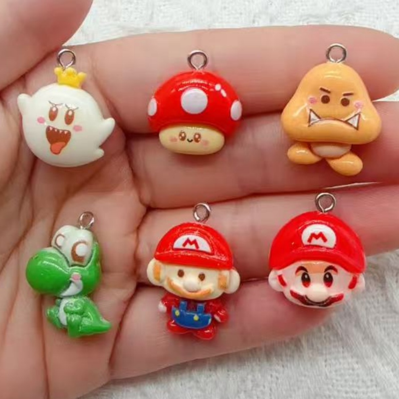 Resin Art Hanging - 10個入り樹脂製漫画ペンダント、DIYジュエリー製作イヤリング、キーホルダーアクセサリー