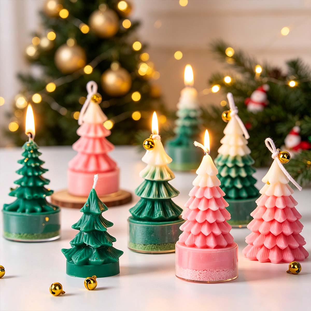 Xmas Resin Art - 3D クリスマスツリーシリコーンキャンドルモールド DIY クリスマスオーナメント工芸品作り石鹸石膏樹脂鋳造金型家の装飾アートギフト