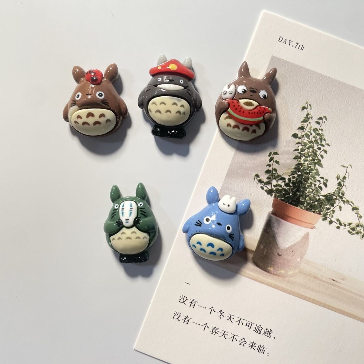Resin Art Toys - トトロアニメ樹脂製冷蔵庫マグネットかわいい漫画フィギュア磁気ステッカー冷蔵庫写真装飾ホームキッチンオーナメントクリエイティブ