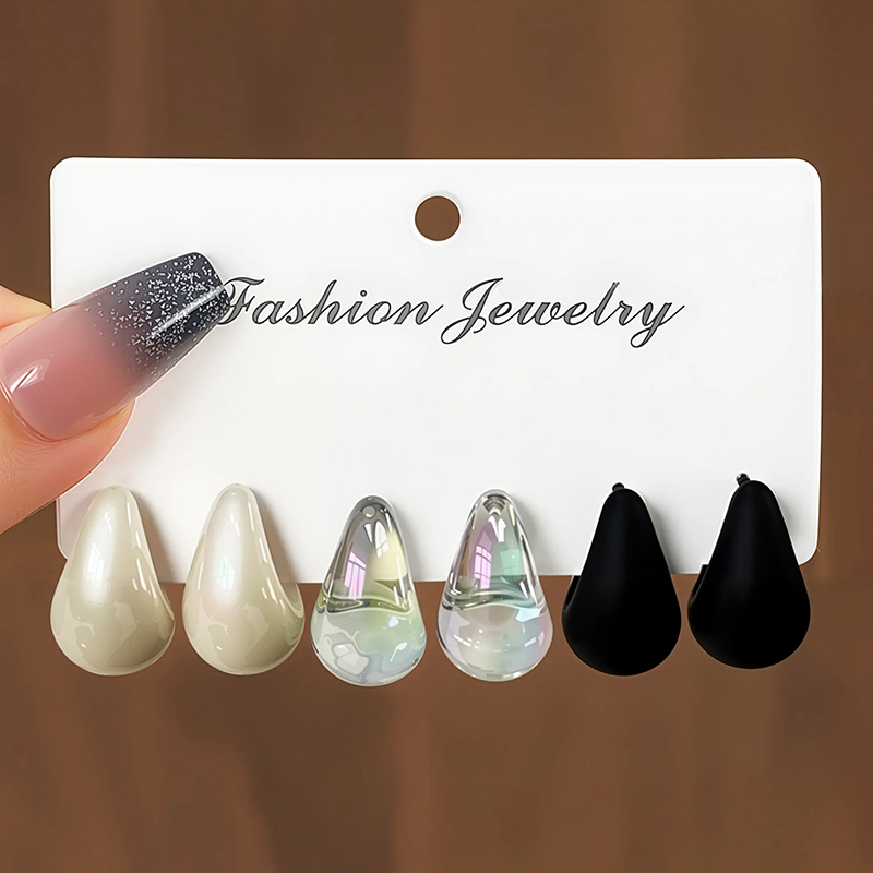 3 ペアファッション樹脂ドロップイヤリング夏ピンクレーザービ - Resin Art Ring のレビューと価格