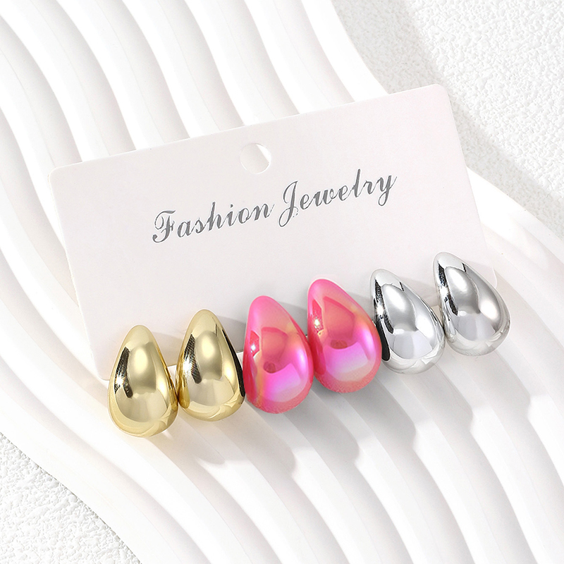 3 ペアファッション樹脂ドロップイヤリング夏ピンクレーザービ - Resin Art Ring のレビューと価格