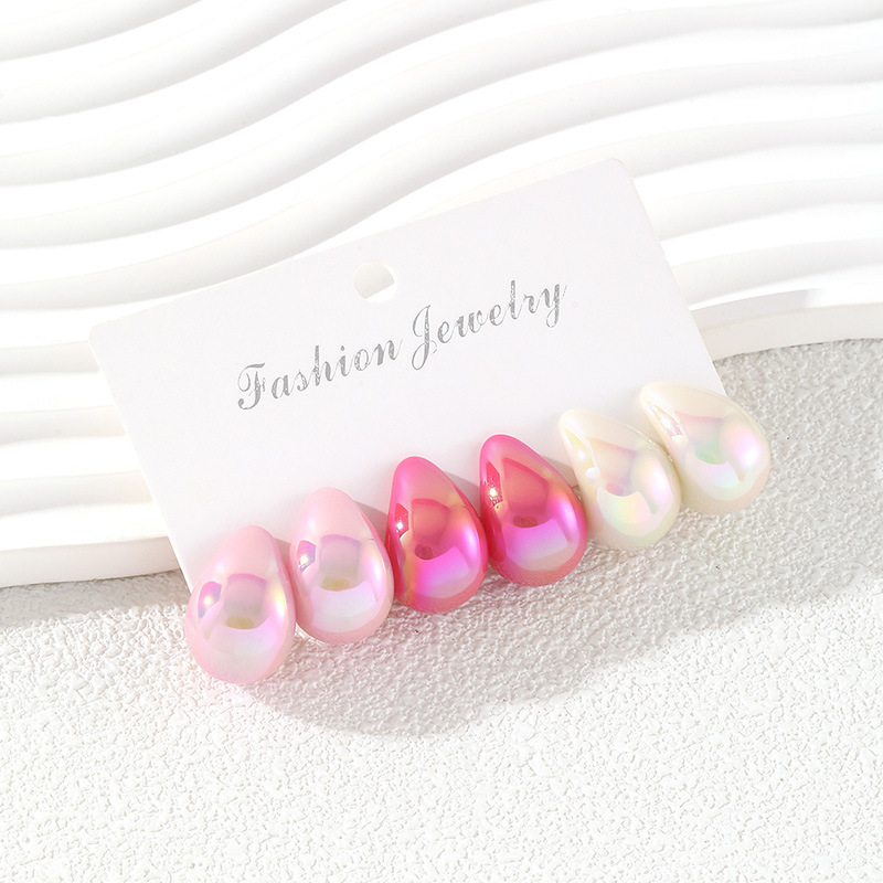 3 ペアファッション樹脂ドロップイヤリング夏ピンクレーザービ - Resin Art Ring のレビューと価格