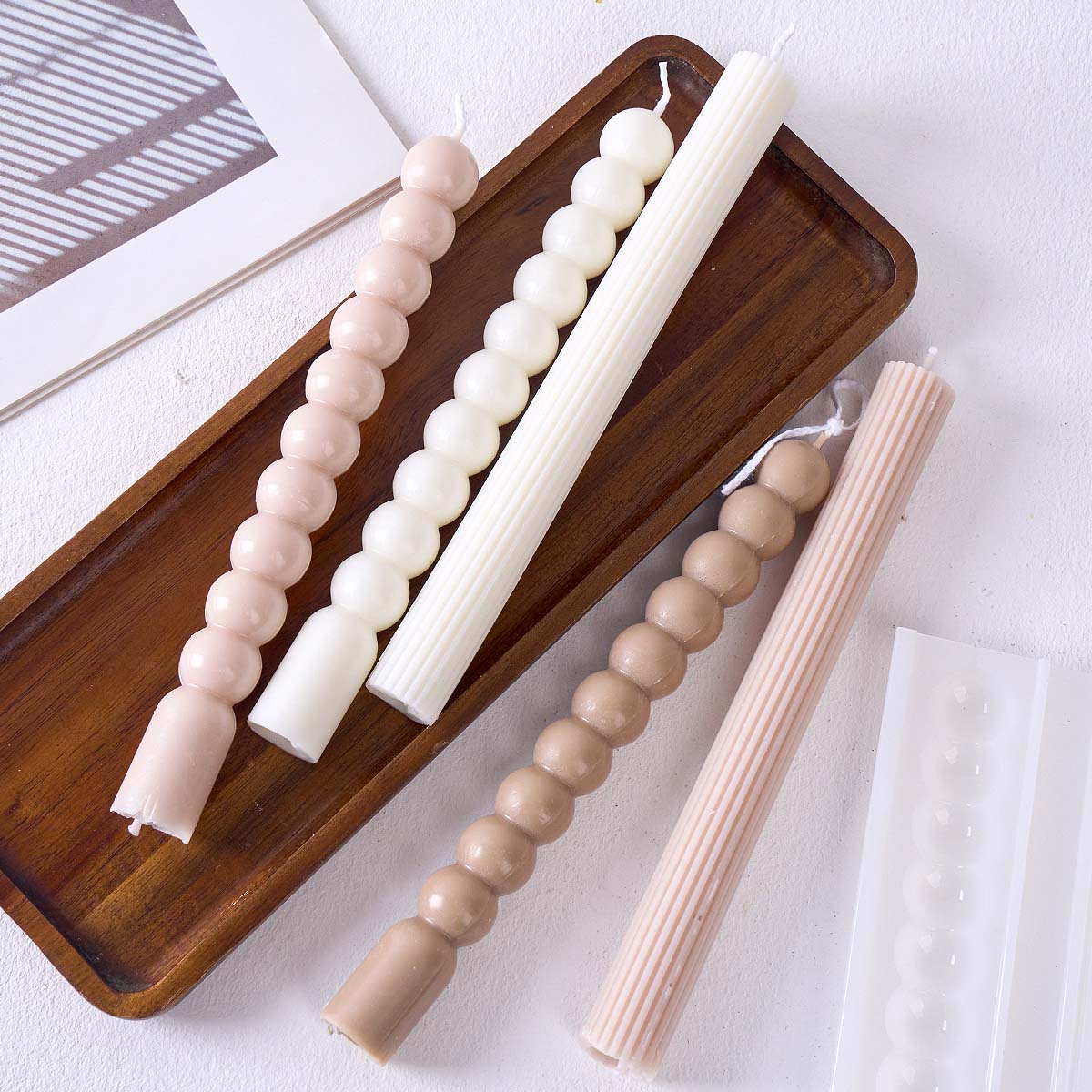 3Dロングストライプバブルビーズピラーキャンドルシリコンモー - Resin Art Table のレビューと価格