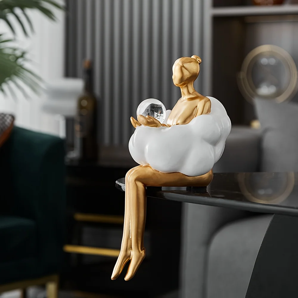 クラウドガール彫刻抽象アートフィギュア像モダンなテーブル装飾 - Resin Art Aesthetic のレビューと価格