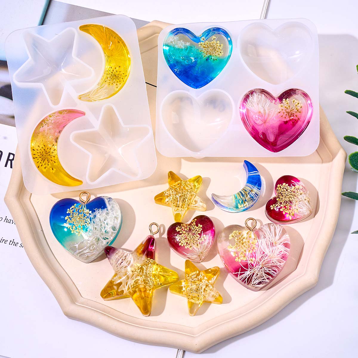 ハートスタームーンペンダントシリコンモールド DIY エポキ - Resin Art Glue のレビューと価格