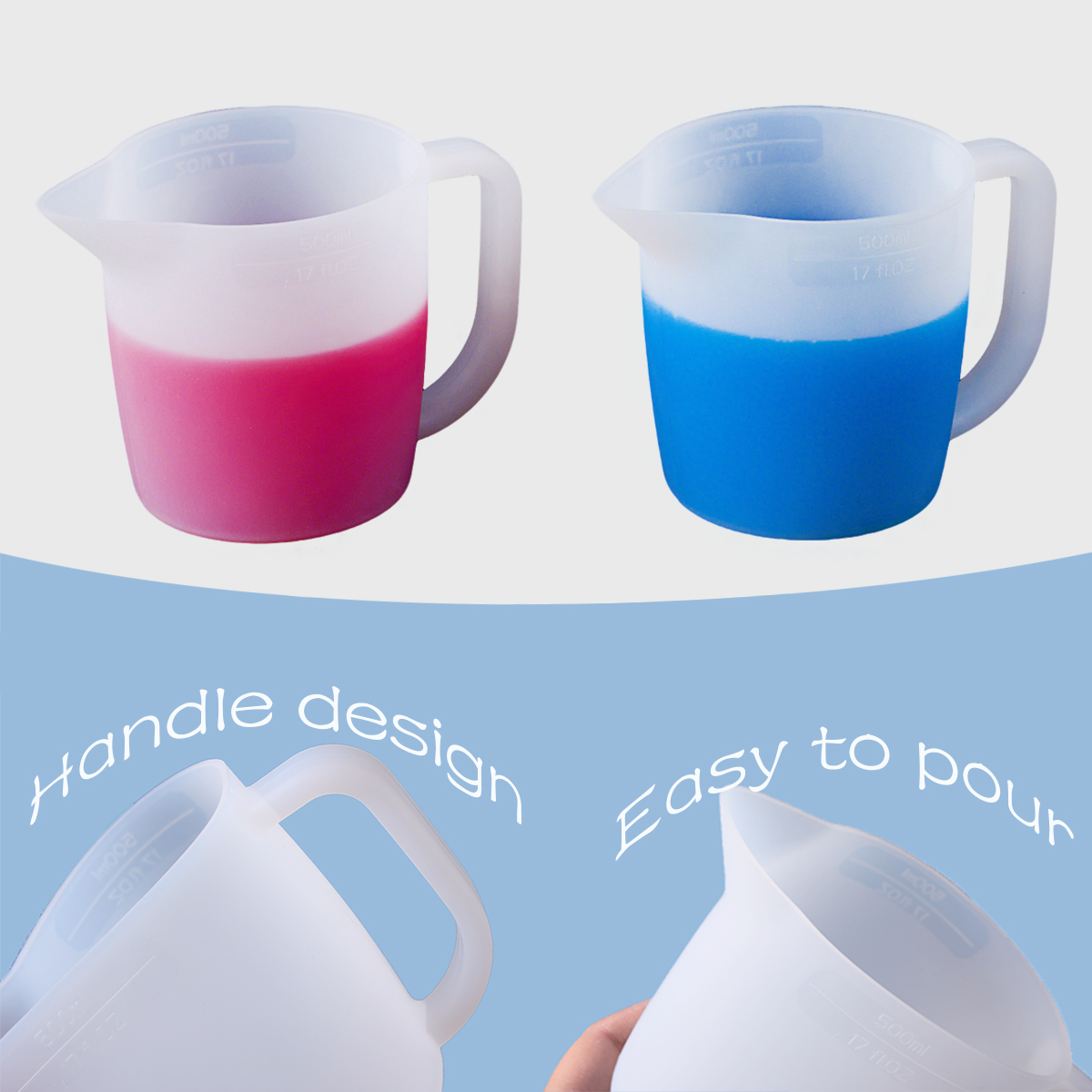 500mlシリコン計量カップ、ハンドル付き、DIY混合エポキ - Resin Mixing Cup のレビューと価格