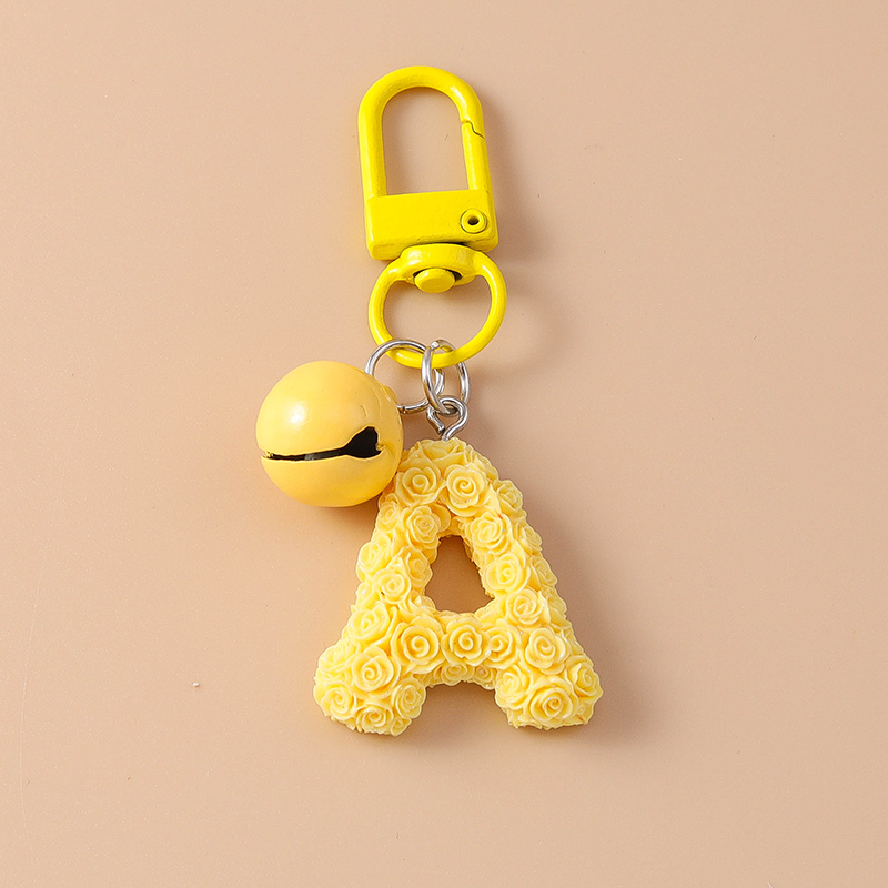 かわいい樹脂ローズフラワー頭文字キーホルダーアルファベットキ - Resin Art Ring のレビューと価格