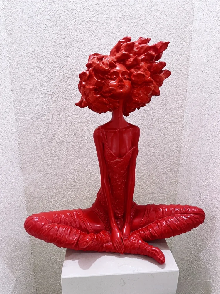 現代北欧アートルーム装飾抽象座り少女フィギュアアクションフィ - Resin Art Table のレビューと価格