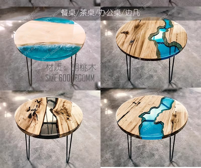 クリエイティブアートダイニングテーブル エポキシ樹脂 リバー - Resin Art Table のレビューと価格