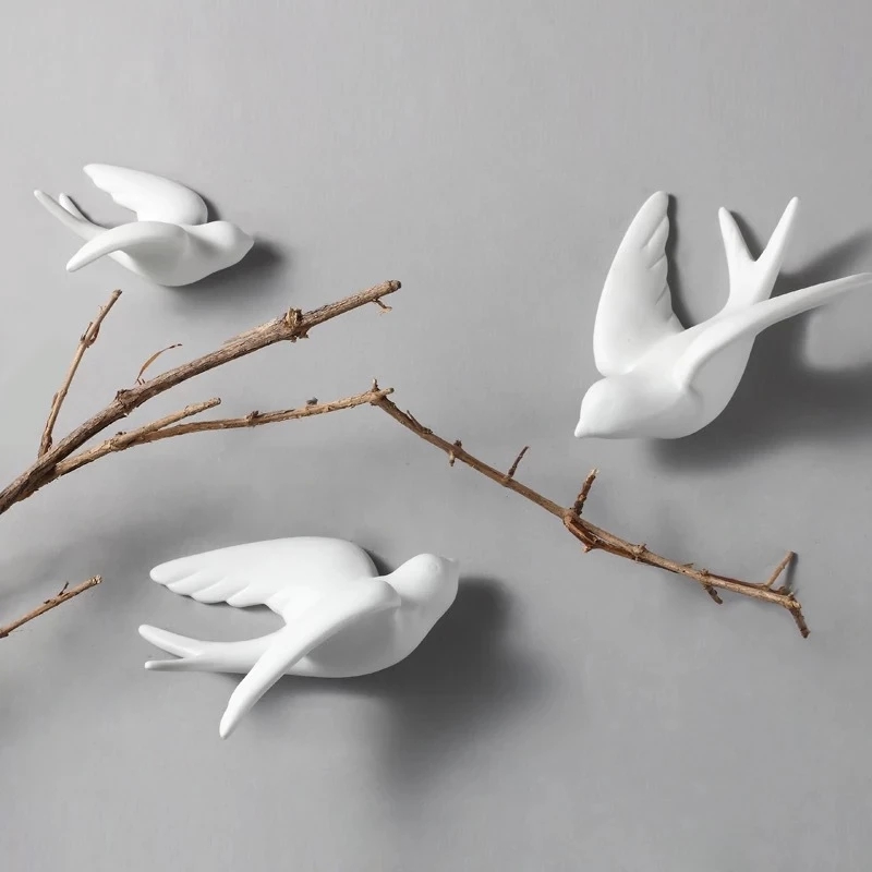 クリエイティブなセラミックの鳥の壁掛け,3D壁画,芸術的な装 - Background Resin Art のレビューと価格