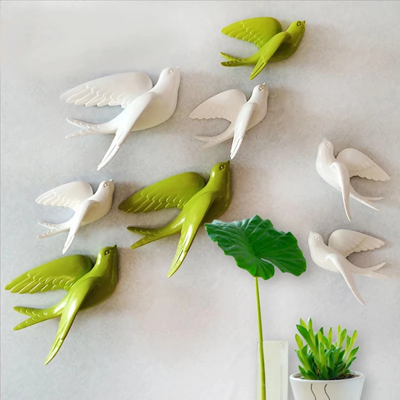 クリエイティブなセラミックの鳥の壁掛け,3D壁画,芸術的な装 - Background Resin Art のレビューと価格