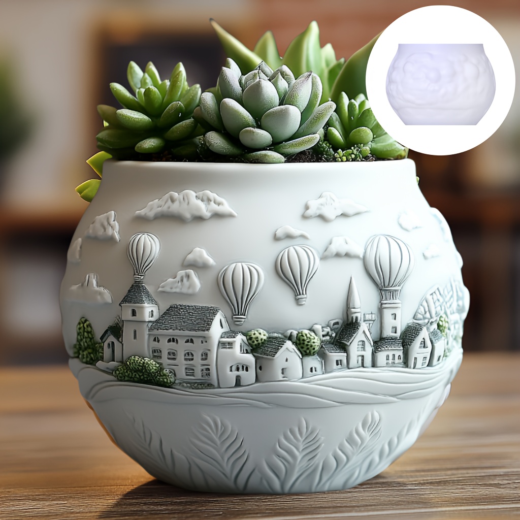 DIY 熱気球タウンハウスレリーフ多肉植物ポット樹脂シリコー - Resin Art Heat Gun のレビューと価格