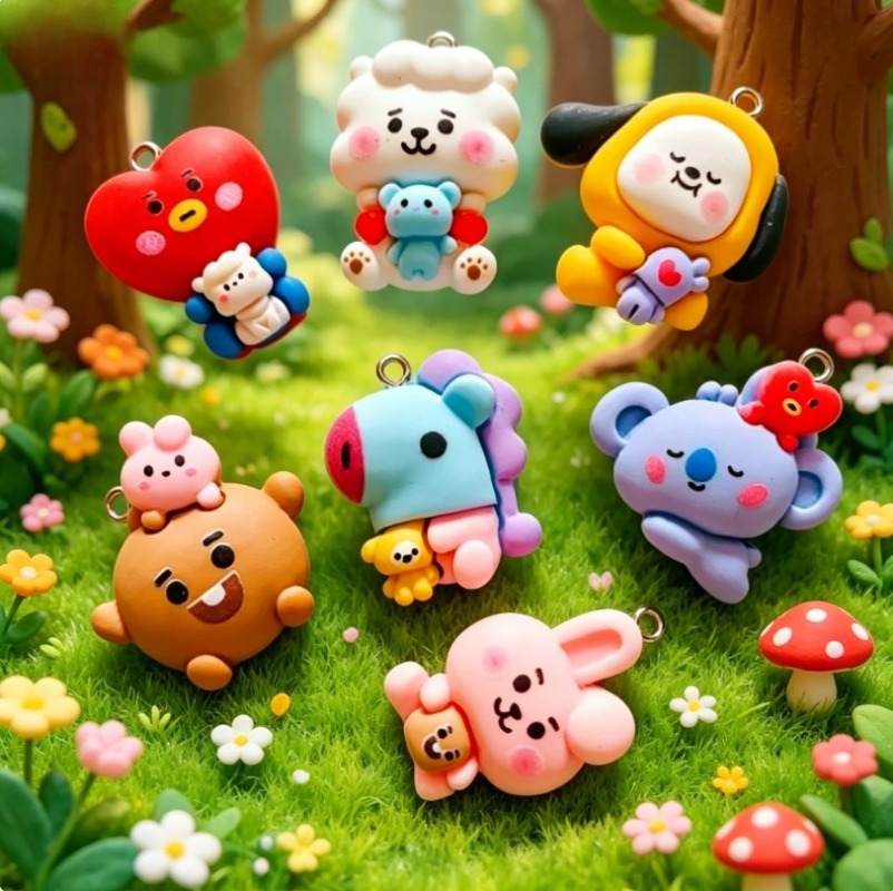 7 個 BT21 樹脂漫画チャーム DIY アクセサリークラ - Resin Art Hanging のレビューと価格