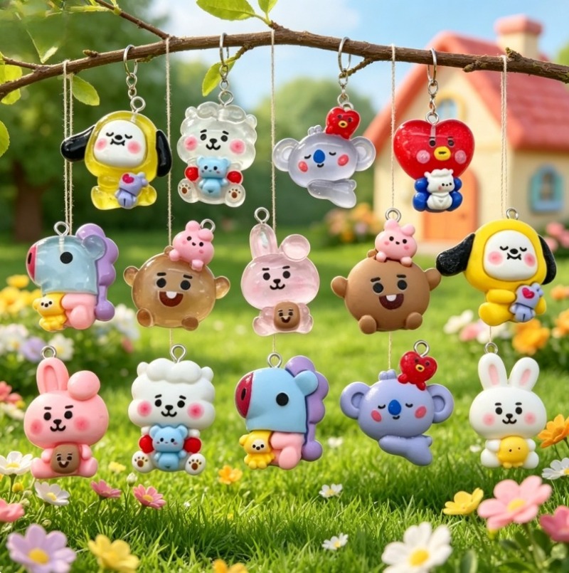 7 個 BT21 樹脂漫画チャーム DIY アクセサリークラ - Resin Art Hanging のレビューと価格