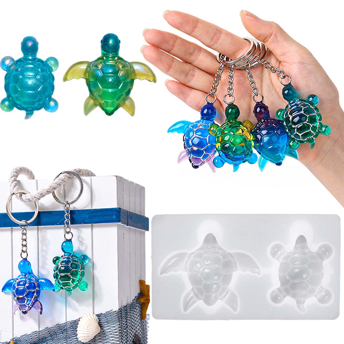 3D ウミガメキーホルダーシリコーン型 DIY 海洋テーマ動 - Resin Art Glue のレビューと価格